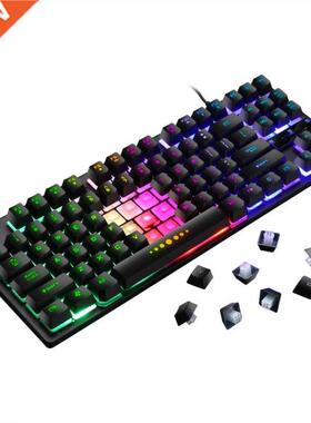 GK-10 Wired 87 Keys Mechanical Gaming Keyboard RGB Backlit f
