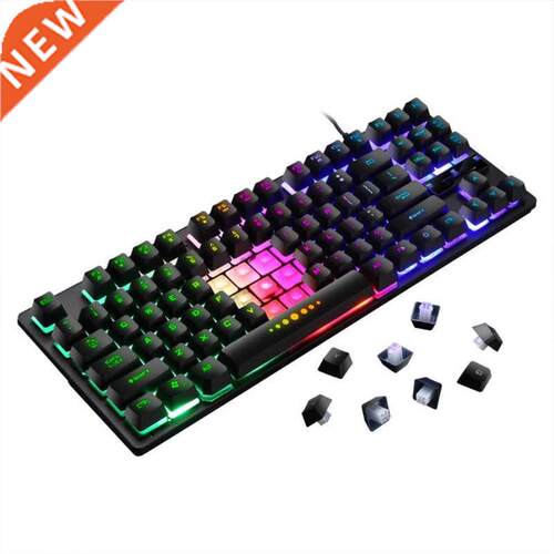GK-10 Wired 87 Keys Mechanical Gaming Keyboard RGB Backlit f
