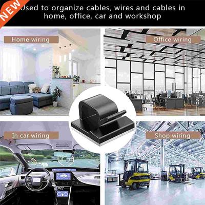 50PC Cable Clips Self Adhesive Cord Management Black Wire Ho