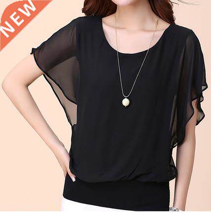 Summer Casual Short Sleeve Women Blouse 5XL Plus Size Chiffo