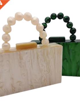 Pearl Green Nude Color Acrylic clutch Day Box Bags Women Eev