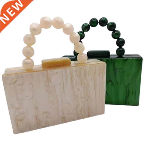 Pearl Green Nude Color Acrylic clutch Day Box Bags Women Eev