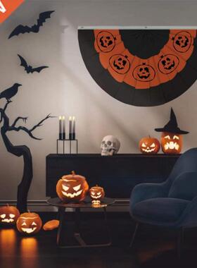 Hlloween Fn-shped Flg Hnging Decortion Semicircle