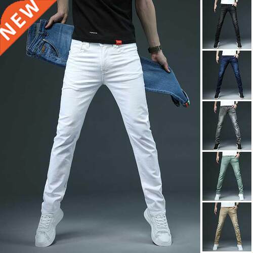 2022 New Men's Skinny White Jeans Faion Casual Elastic Cot