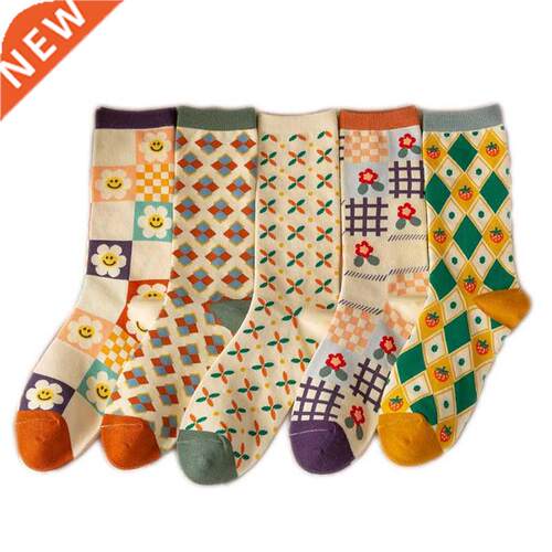 2 Pair Print Cute Long Winter Socks Women Faion New Flower