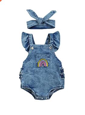 Breathable Baby Girls Outfit, Infant Summer Creative Rainbow
