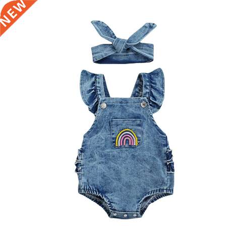 Breathable Baby Girls Outfit, Infant Summer Creative Rainbow