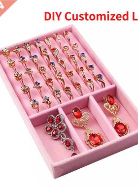 Mordoa Pink Velvet Suede Ring Earrings Organizer Ear Studs J