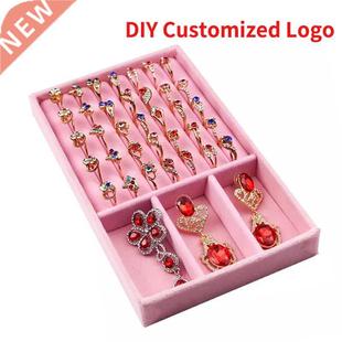 Mordoa Pink Velvet Suede Ring Earrings Organizer Ear Studs J