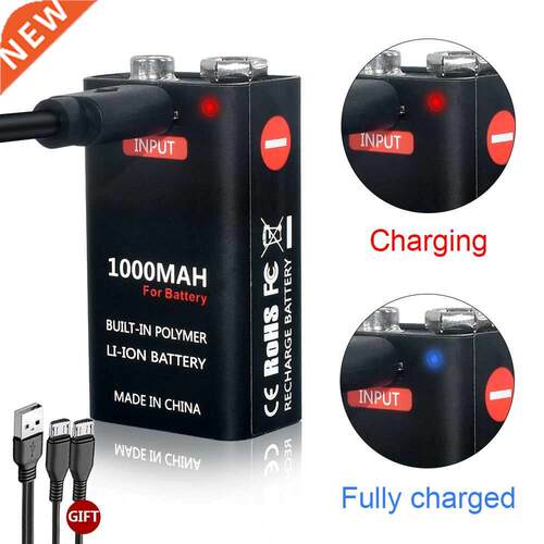 9V 1000mAh li-ion Rechargeable battery Micro USB Batteries 9