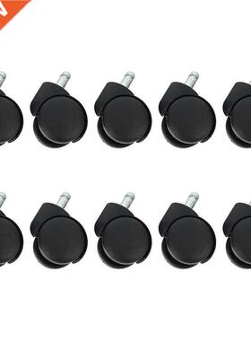 50mm Office Chair Rler Castor Wheels - Set of 10 - Black