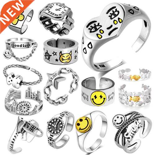 Ring For Women Girls Charm Smile Fashion Men Jewelry Vintag