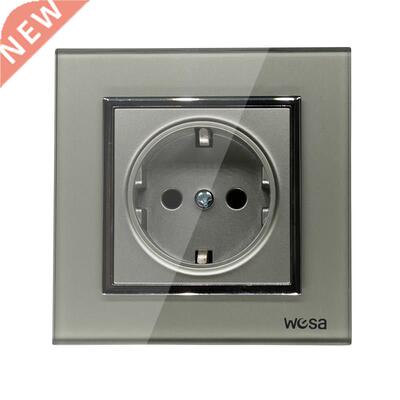 One Socket Glass Grey Design E Wall Socket 5V 2A Grey Temper