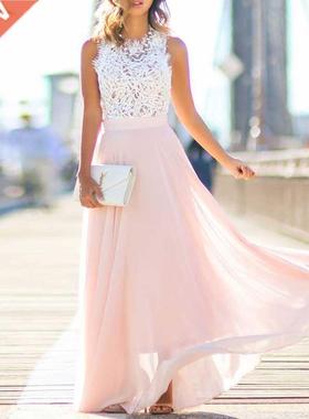 Hollow Out Beach Dess Womens Boho Sleeveless Maxi Dess a