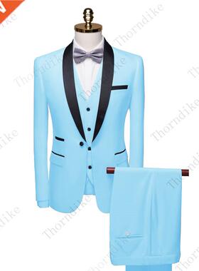 Thorndke 2021 Men Sut Black Collar Sut Male Weddng Groom