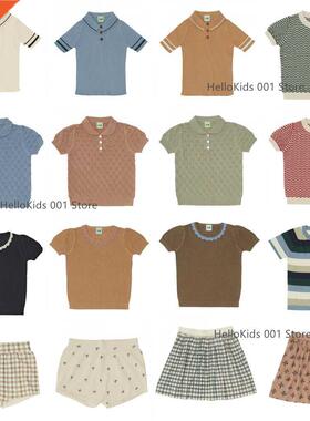Kids Knitted T Shirts for Girls Boys Summer Spring Fub Knit