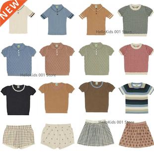 Kids Knitted T Shirts for Girls Boys Summer Spring Fub Knit
