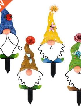 4pcs Metal Garden Gnome Stakes Waterproof Outdoor Stakes