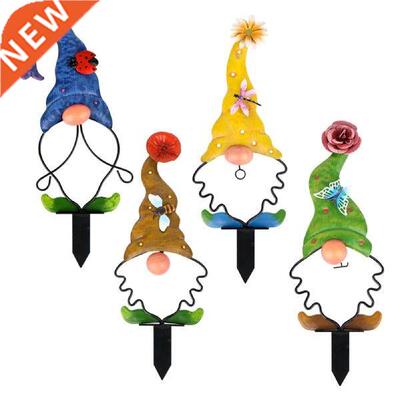 4pcs Metal Garden Gnome Stakes Waterproof Outdoor Stakes