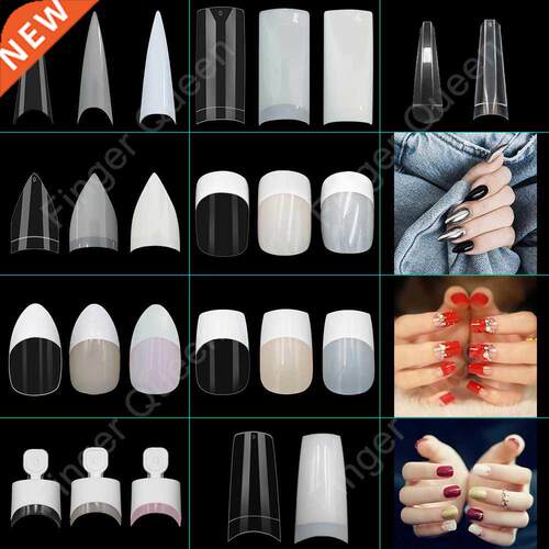 100pcs White Clear French False Acrylic Nail Tips Full/Half