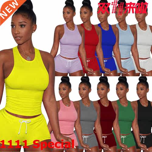 Summer 2023 plus-size women's sport ort set大码女短款套装