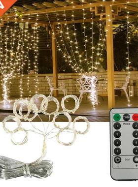 Curtain Lights String Led Christmas Wreath Party Terrace Win
