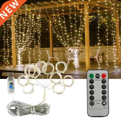 Curtain Lights String Led Christmas Wreath Party Terrace Win