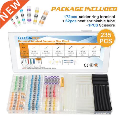 235PCS Waterproof Sleeve Solder Seal Wire Connectors Heat Sh