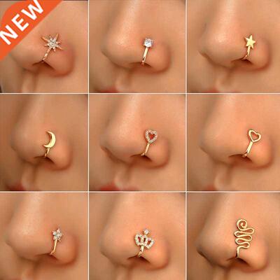 Men Women Fake Cryal Nose Piercing Body Jewelry Floral Nos