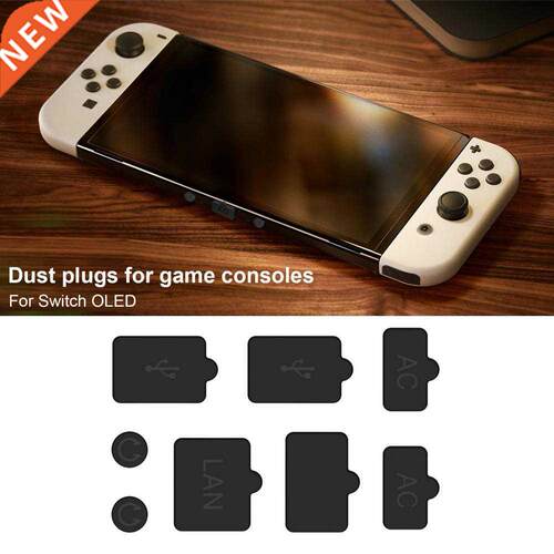 8/Set Game Console Dust Plug for NS OLED USB AC LAN HDMI-Com