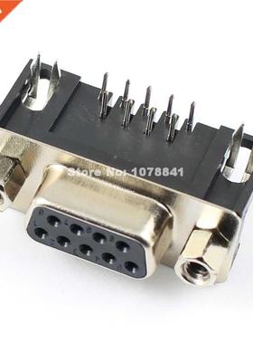 10 Pcs D-SUB 9 Pin Female Right Angle PCB Connector 2 Rows D