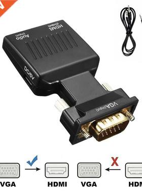 VGA Male to HDMI-compatible Female Converter with Audio Cabl