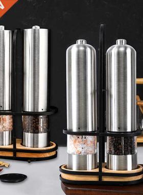 2 Pcs Stainless Steel Electric Salt and Pepper Mill Set Auto