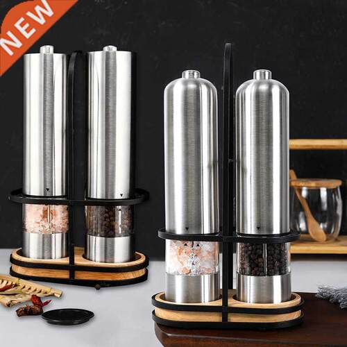 2 Pcs Stainless Steel Electric Salt and Pepper Mill Set Auto