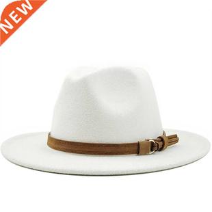 New Women Men Wool Fedora Hat With Leather Ribbon man Elegan