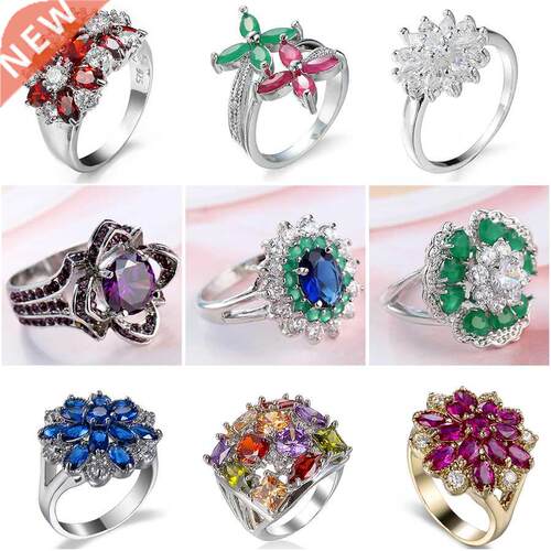 Korea's New Exquisite Cubic Zircon Flower Ring Fashion T