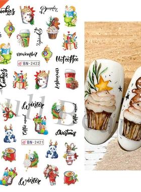 Christmas Greenery Nail Stickers Birds Water Nail Decals Let