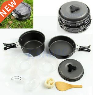 8Pcs Ptable Outdo Cooking Set Camping Hiking Cookware Picnic