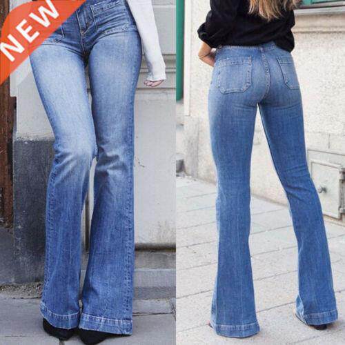 Jeans Stretch Wide Leg Denim Pants Flare Bell Bottom Female