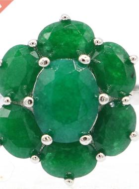 20x17mm SheCrown Real Green Emerald Real Red Ruby 925 Sterli