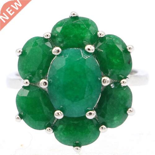 20x17mm SheCrown Real Green Emerald Real Red Ruby 925 Sterli
