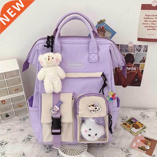 2021 Preppy Purple Backpack Women Waterproof Candy Colors Ba