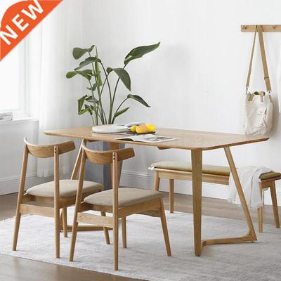 Nordic Dining Chair Modern Simple Log Oak Back Desk Chair