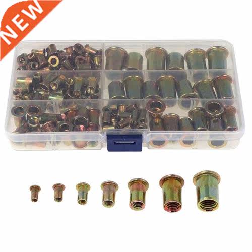 166 Pcs Color-Plated Zinc Flat Head Vertical Grain Nut Set O