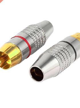 2pcs RCA Male Plug Adapter Phono Gold Plated Solder Connecto