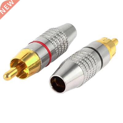 2pcs RCA Male Plug Adapter Phono Gold Plated Solder Connecto