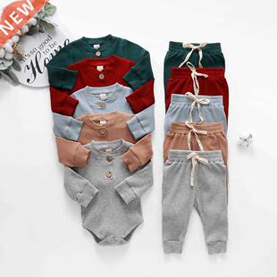 Infant Newborn Baby Girl Boy Spring Autumn Ribbed/Plaid Soli