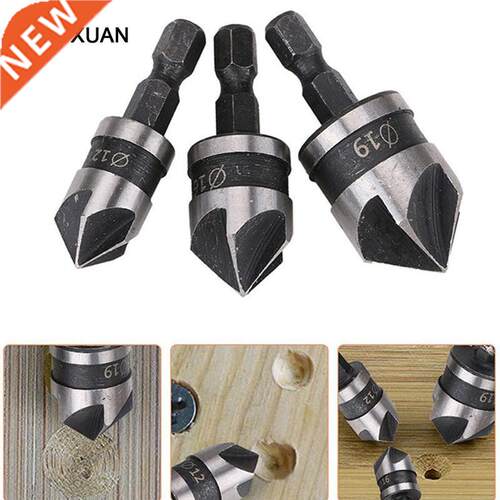 pcs 90 Degrees Chamfer Drill Bit Set 12/16/19mm 5 Flute Woo