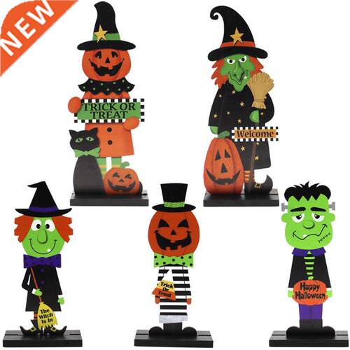 Halloween Pumin Man Witch Ornaments Wooden Crafts
