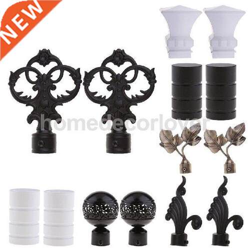 1 Pair Metal Drapery Curtain Rod Ends Caps Finials for